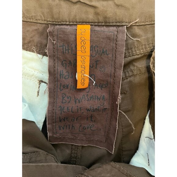 By Deep Los Angeles Small Brown Cargo Pants Cotton Embroidered Y2K - Picture 7 of 16